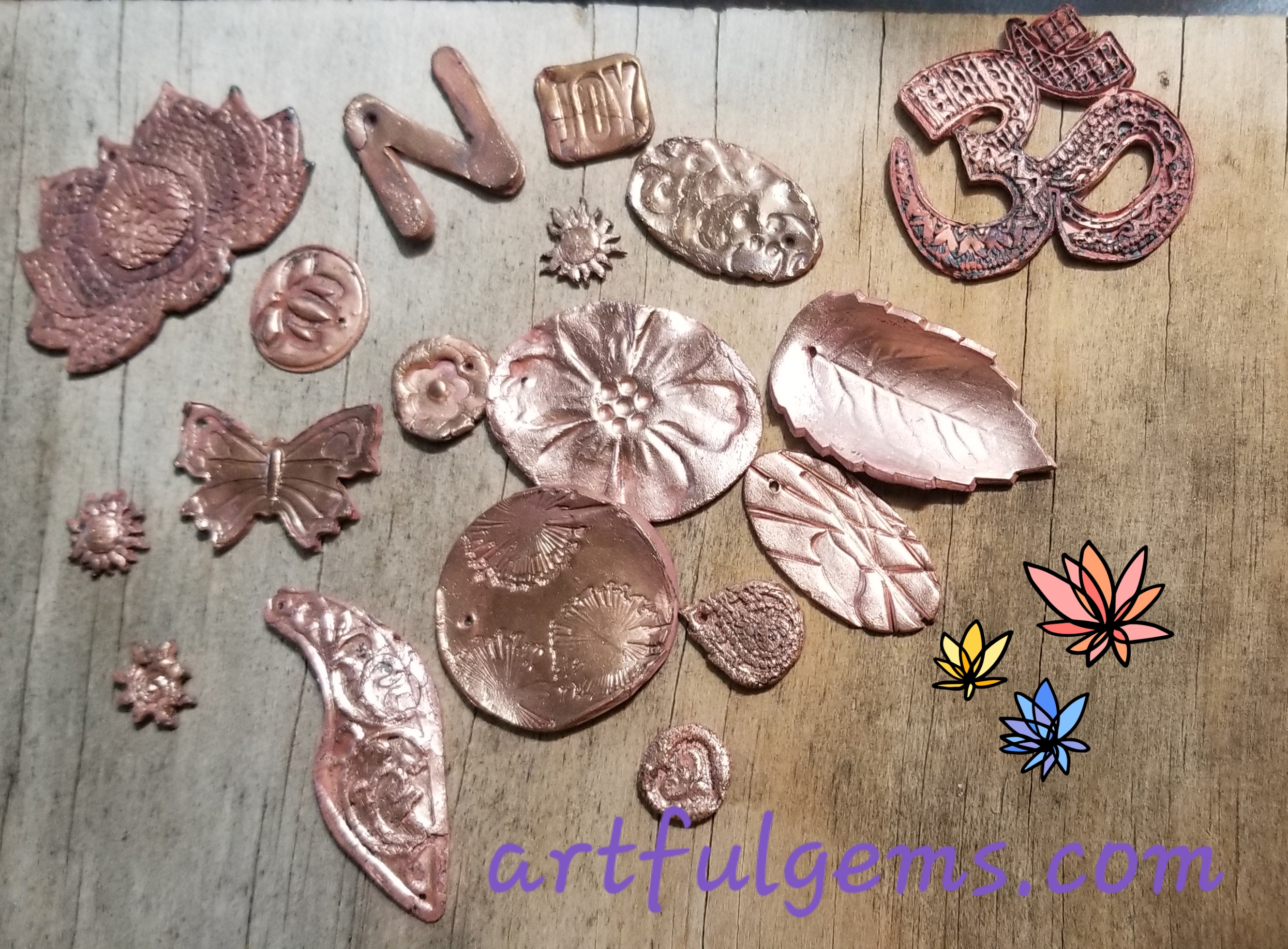 vintage, artful, gems, artful gems, pmc, copper